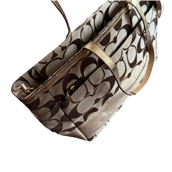 Coach Signature Tote Baby Diaper Bag Travel Satchel Lavender Lining Gold Accent - Picture 5 of 16
